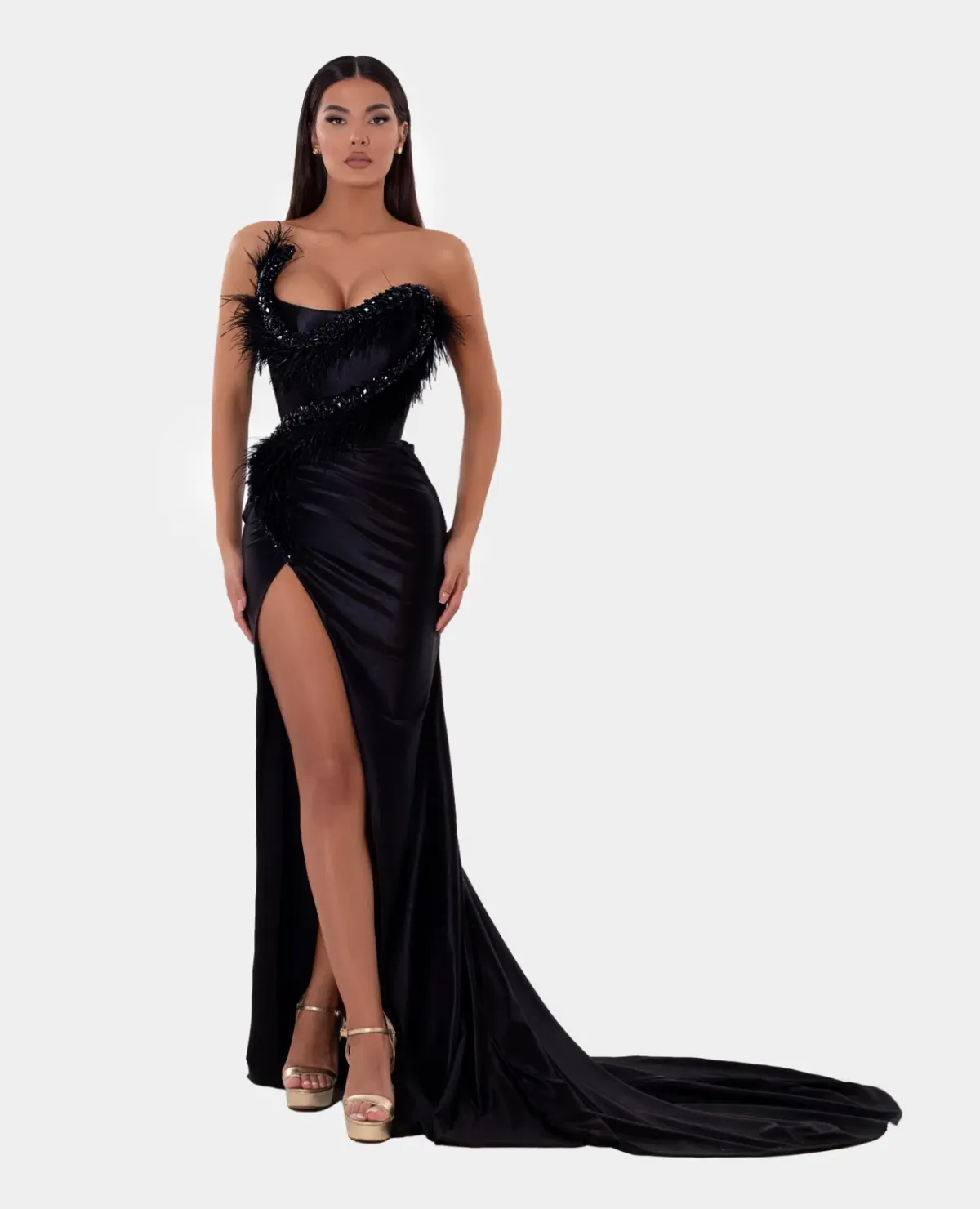 Albina Dyla Corset Gown Black Size AU 14  for rent on The Volte - main image