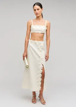 Oroton Rosebud Lace Bralet and Midi Skirt Set Soft Cream Size 8 for rent on The Volte - image 2
