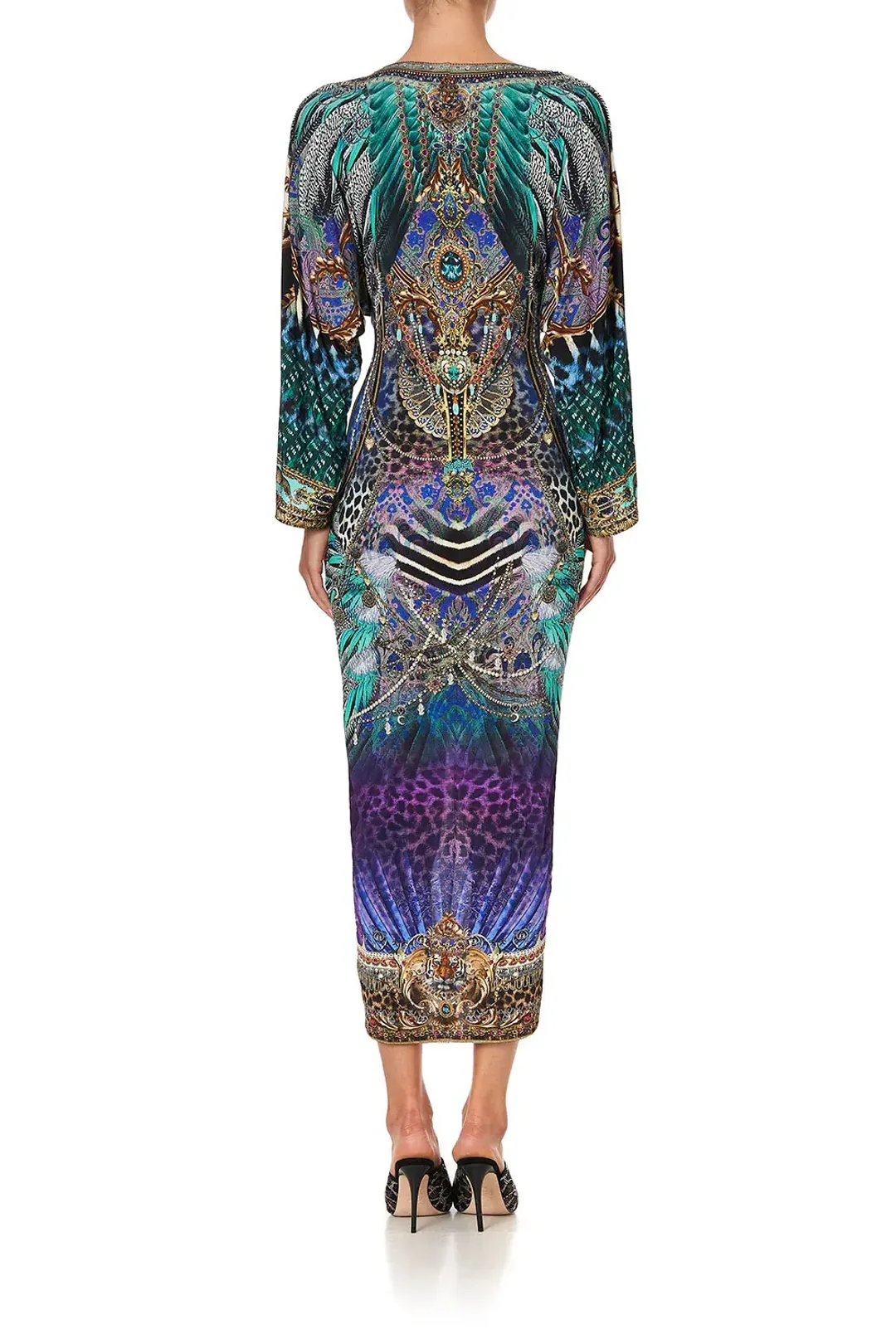 Camilla Animal Army Long Split Front Twist Midi Dress Print Size XXXL / AU 20 for rent on The Volte - main image
