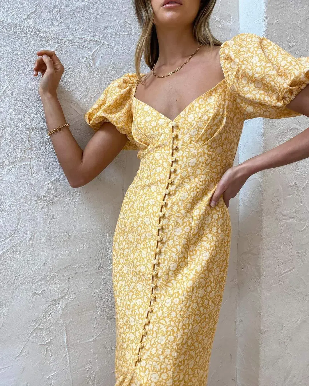 Significant Other Jacinta Midi Dress Champagne Pansy Size AU 10 for rent on The Volte - main image