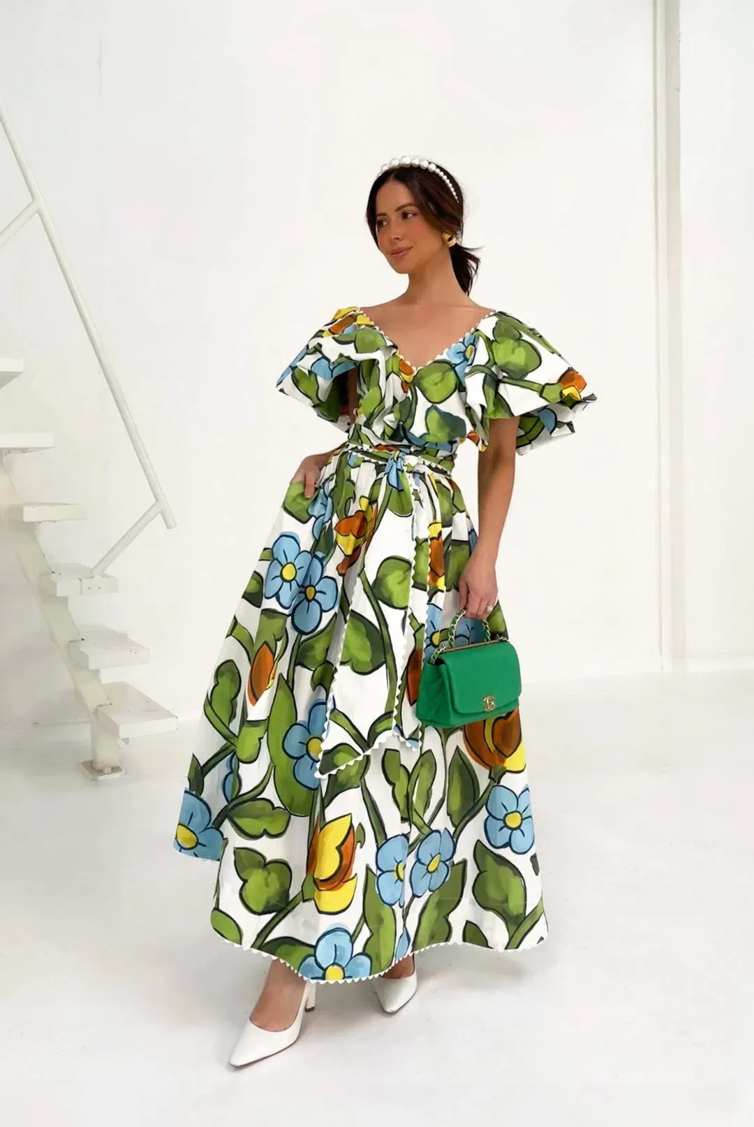 Binny The Front Lawns Midi Dress Multi Floral Size 16 for rent on The Volte - main image