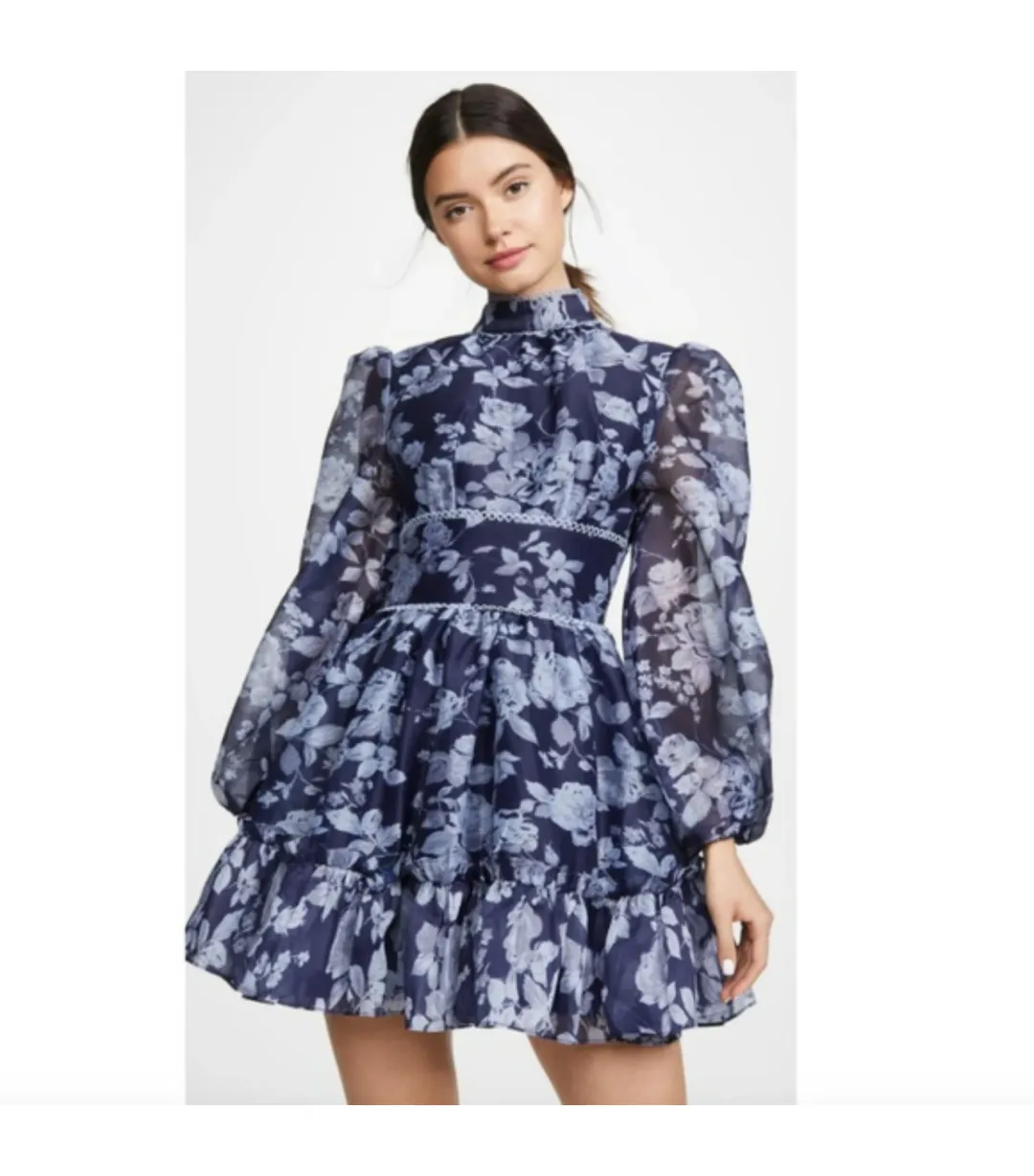 Keepsake the Label Halo Mini Dress Blue Floral Size XXS / AU 4 for rent on The Volte - main image