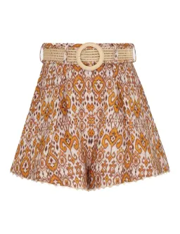 Zimmermann Wylie Relaxed Shirt Size 0P / AU 6 and Fitted Short Size  1 / AU 10 Set in Orange Ikat  for rent on The Volte - image 4