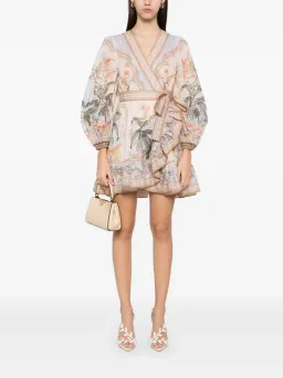 Zimmermann Wylie Mini Wrap Frill Dress in Blue Floral Size 3 / AU 14 for rent on The Volte - image 1