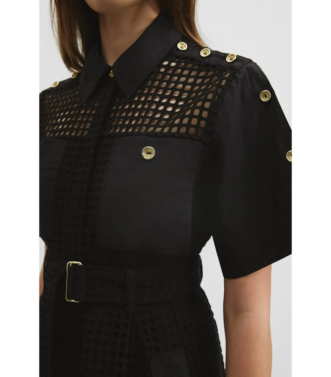 Country Road Utility Mesh Midi Dress Black Size 12 for rent on The Volte - main image