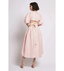 Aje Mimosa Soft Pink Cut Out Midi Dress Soft Pink Size AU 6 for rent on The Volte - image 4
