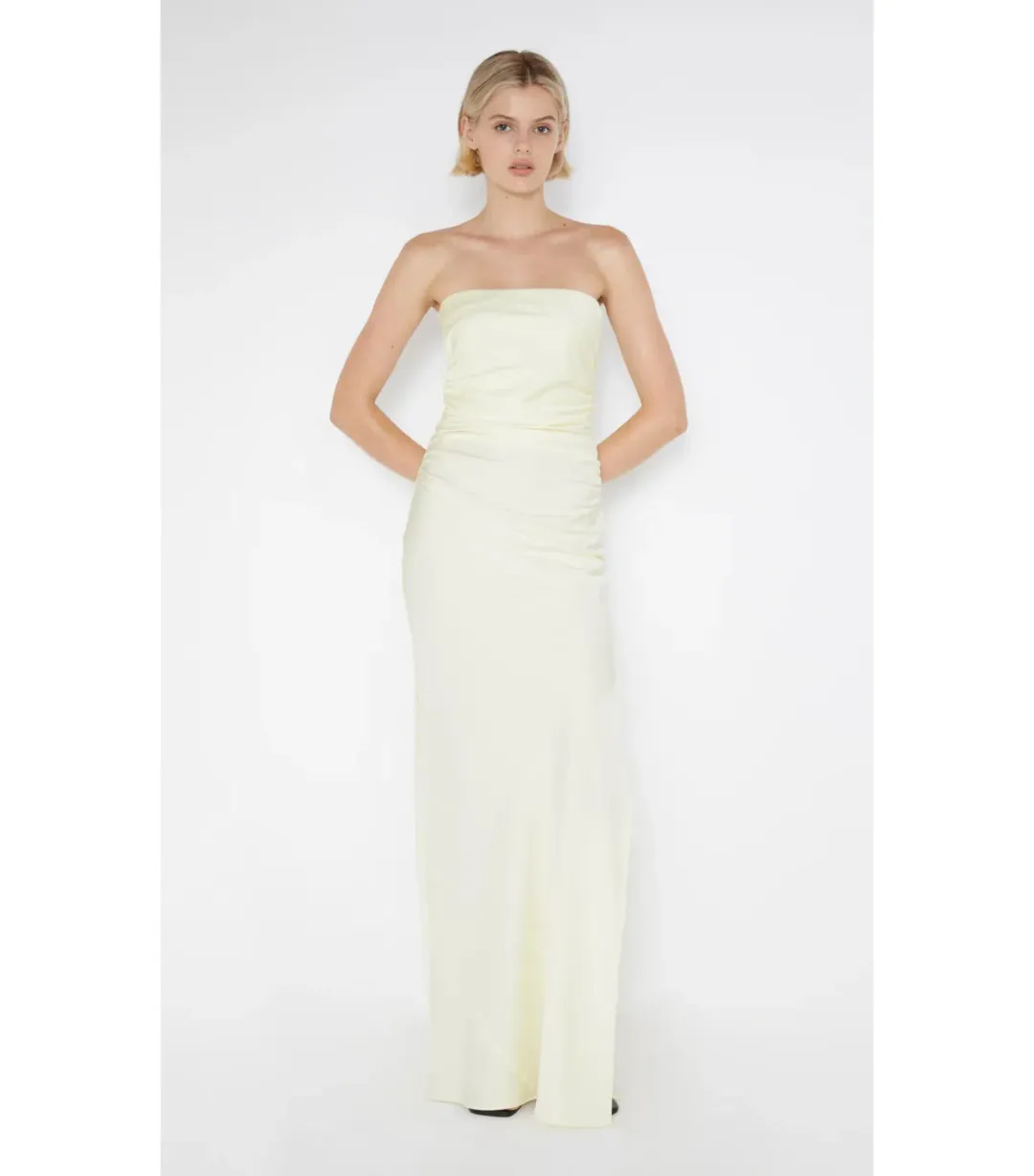 Bec & Bridge Eternity Strapless Maxi Dress Ice Yellow Size AU 10 for rent on The Volte - main image