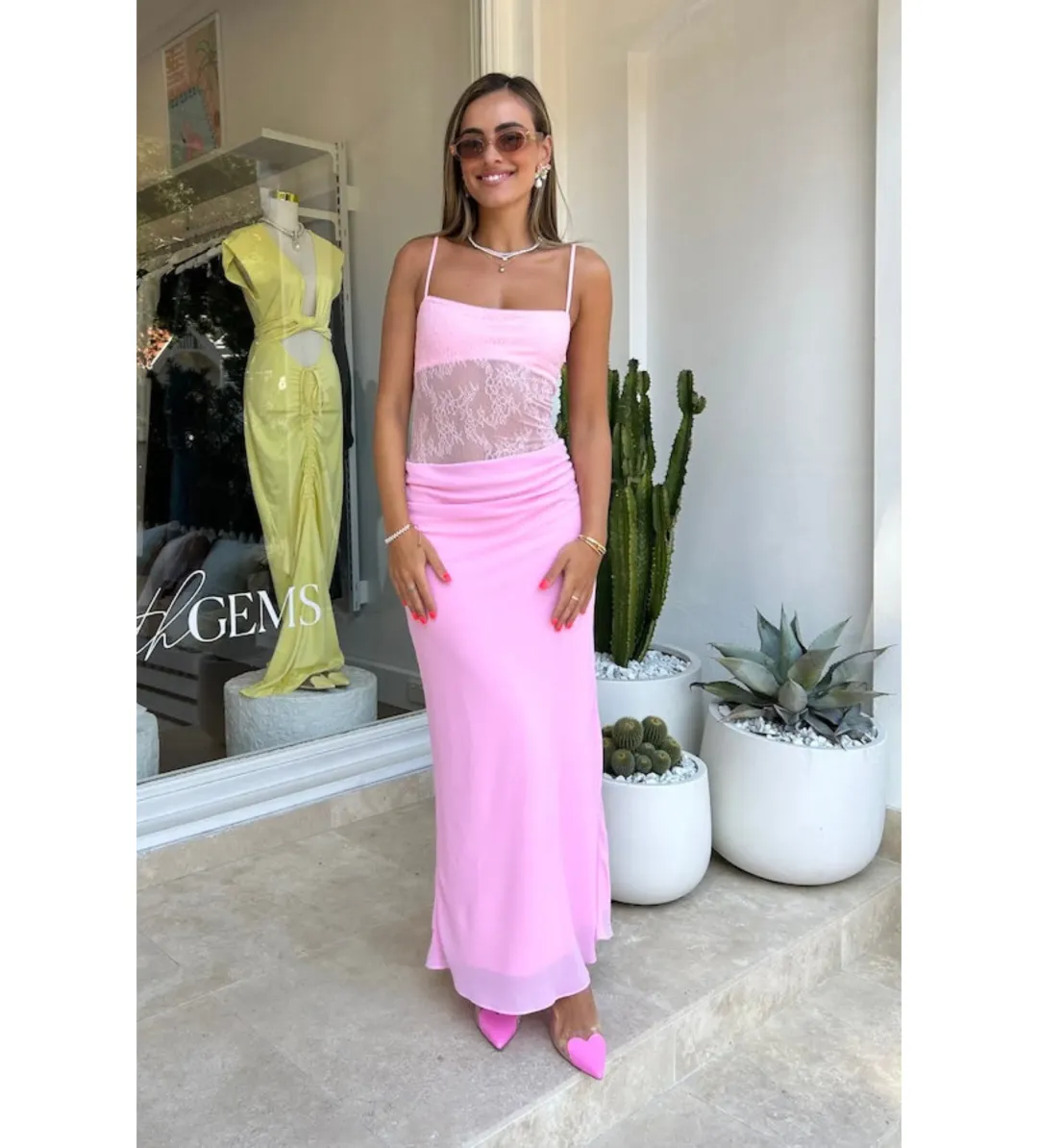 Benni  Gabriel Maxi Dress Pink Size 6  for rent on The Volte - main image