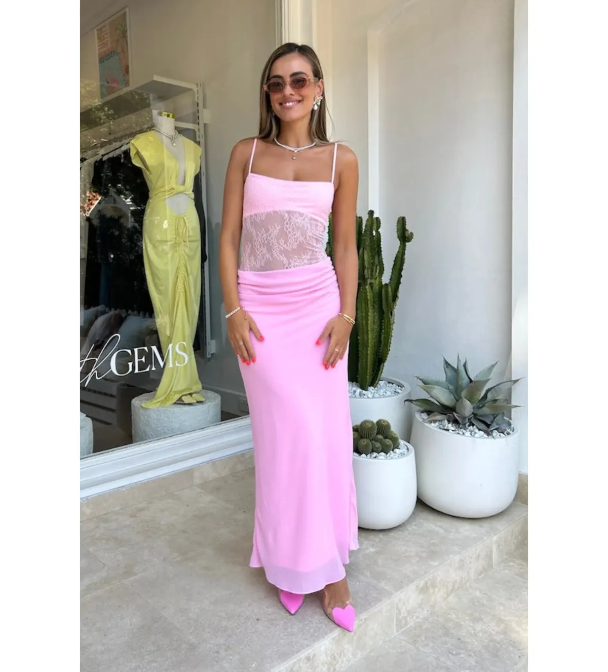 Benni  Gabriel Maxi Dress Pink Size 6  for rent on The Volte - main image