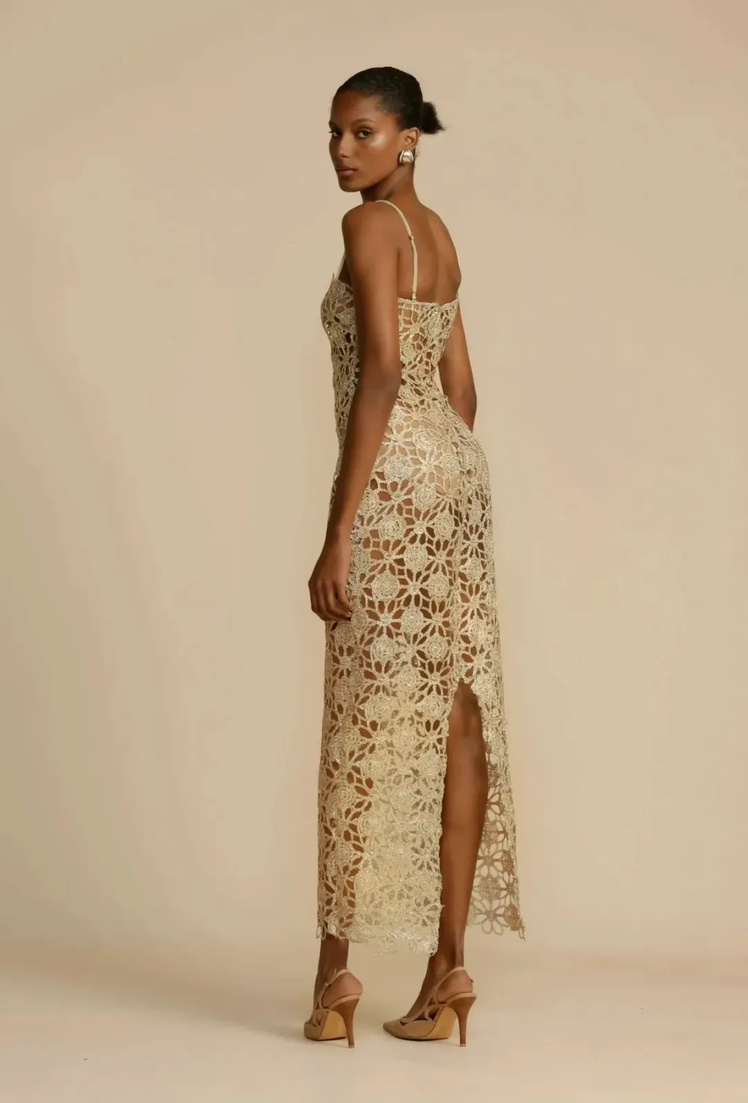 Arcina Ori Kendra Midi Dress Gold Size 8 for rent on The Volte - main image