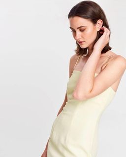 By Johnny Sorbet Yellow Structured Strappy Midi Dress Size 10 for rent on The Volte - image 2