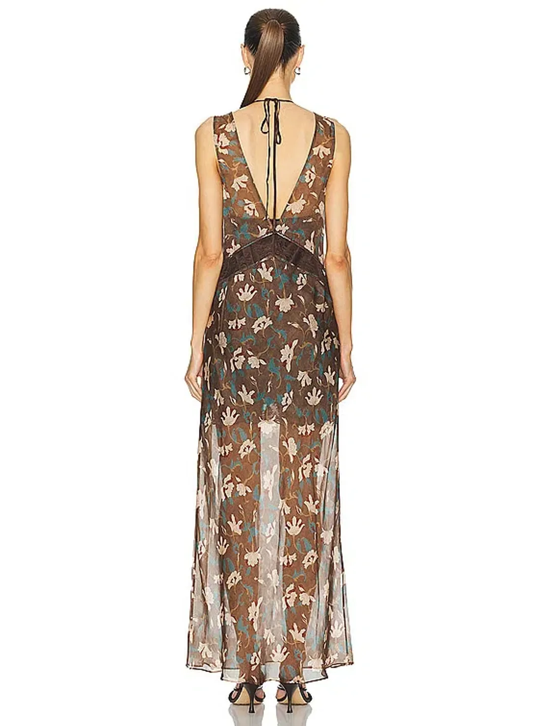 Sir the Label The Avellino Lace Layered Dress in Chocolate Fiore Print Size 0 / AU 6 for rent on The Volte - main image