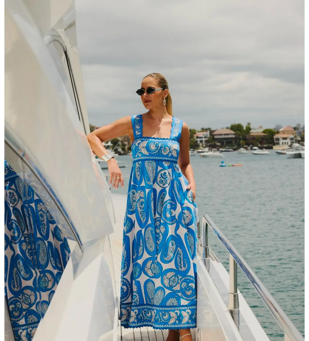 Alemais Dianna Summer Dress Paisley Blue/White Print Size AU 12 for rent on The Volte - main image