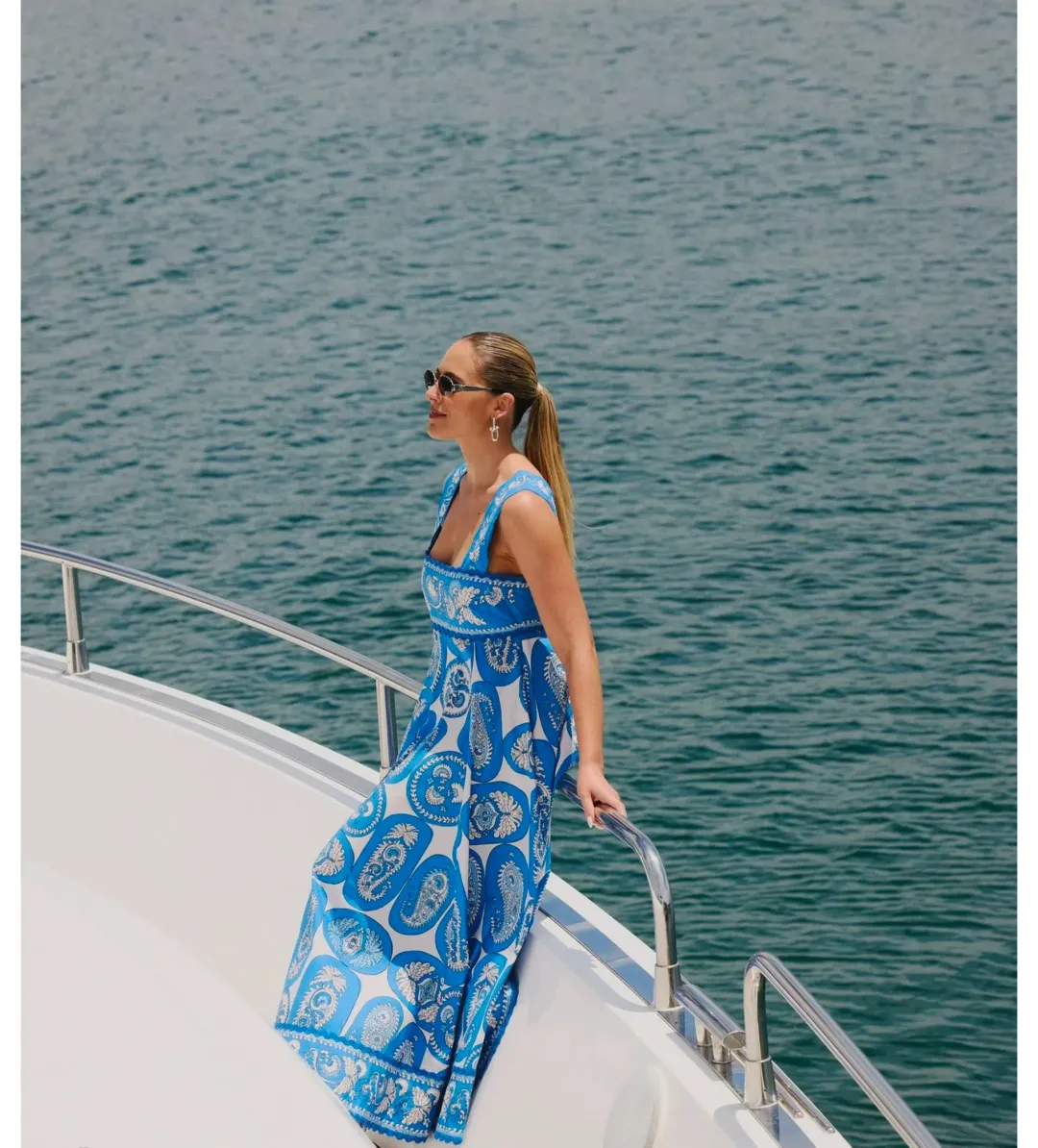 Alemais Dianna Summer Dress Paisley Blue/White Print Size AU 12 for rent on The Volte - main image