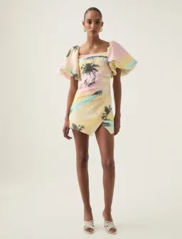Aje Paradise Wrap Front Mini Dress Sunset Sky Size 12  for rent on The Volte - image 1