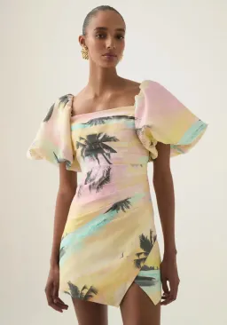Aje Paradise Wrap Front Mini Dress Sunset Sky Size 12  for rent on The Volte - image 2