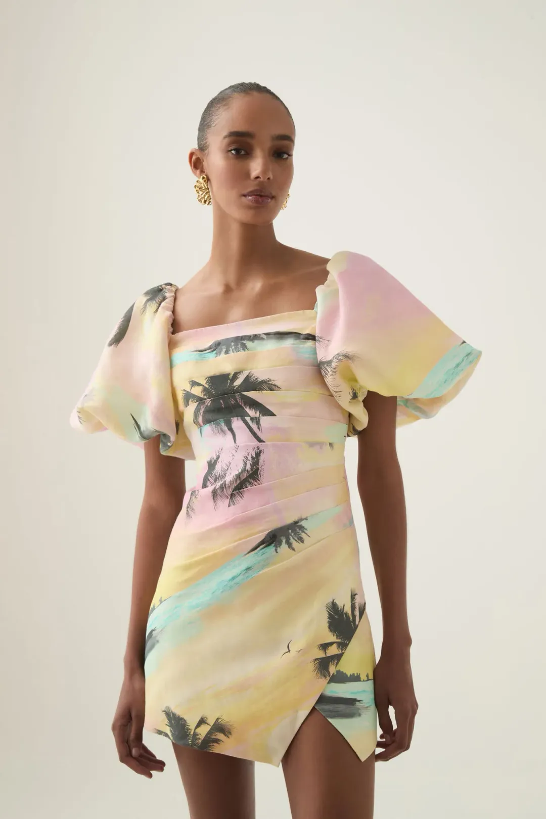 Aje Paradise Wrap Front Mini Dress Sunset Sky Size 14 for rent on The Volte - main image
