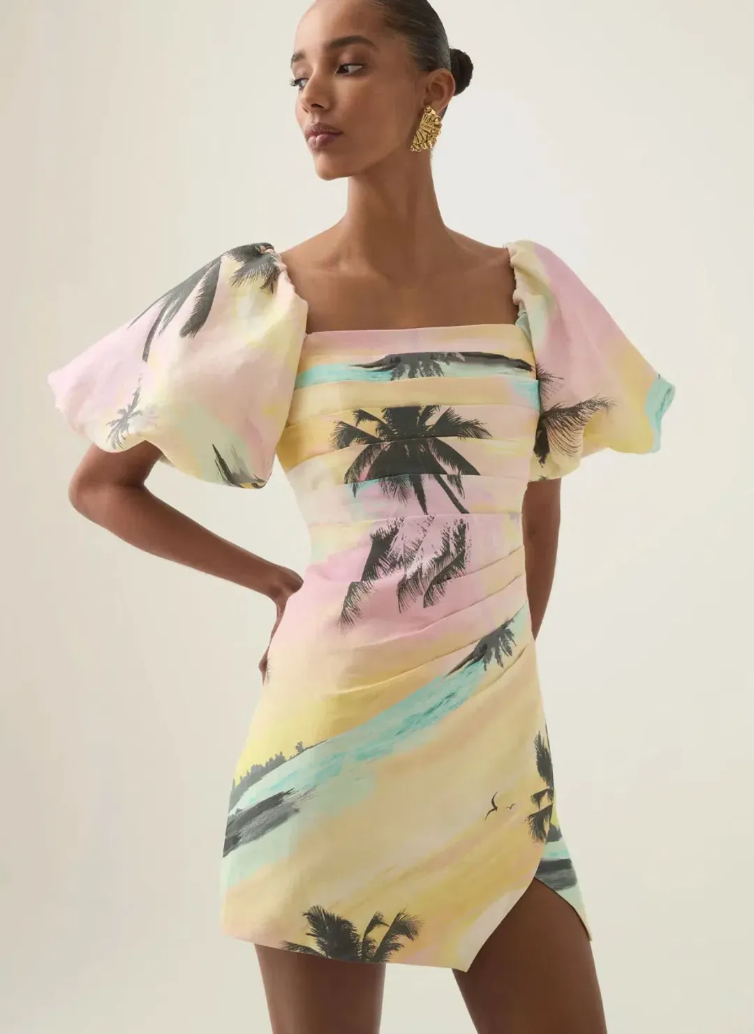 Aje Paradise Wrap Front Mini Dress Sunset Sky Size 14 for rent on The Volte - main image