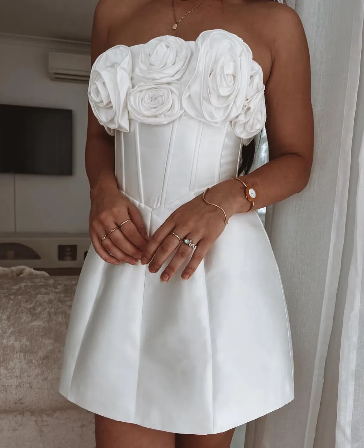 Eliya The Label Tehanni Mini Dress White Size 8 for rent on The Volte - main image