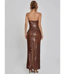 Mew Mews Lorelei Dress Brown Sequin Size S/M for rent on The Volte - image 5