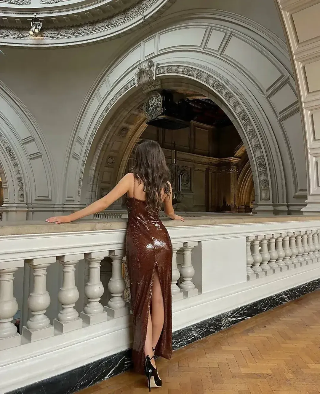 Mew Mews Lorelei Dress Brown Sequin Size S/M for rent on The Volte - main image