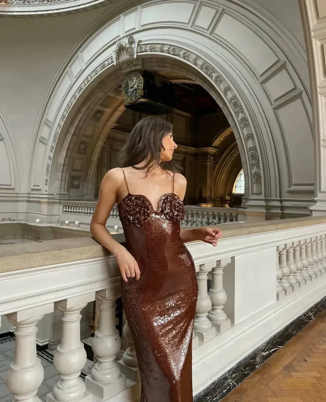Mew Mews Lorelei Dress Brown Sequin Size S/M for rent on The Volte - main image