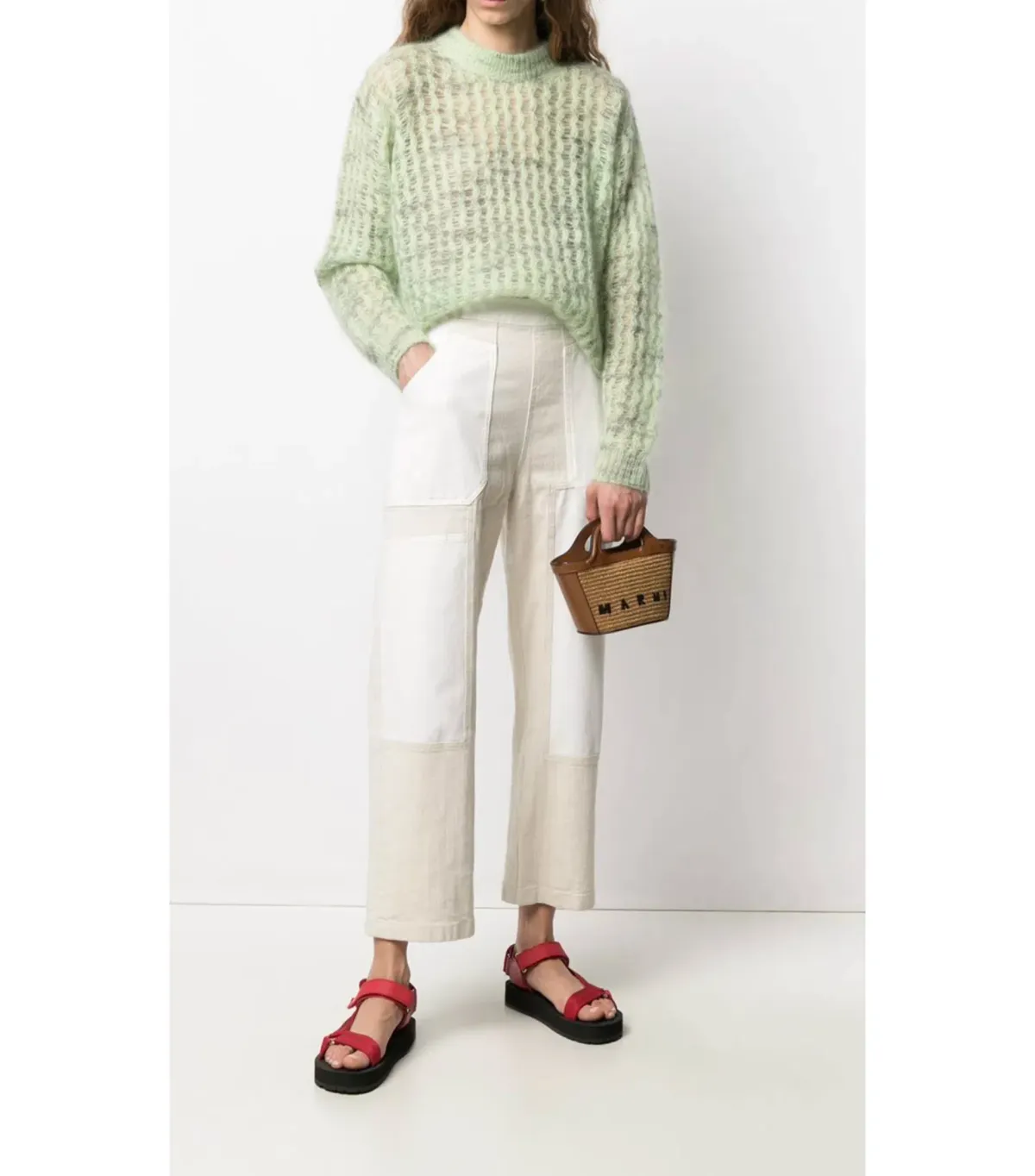 Marni Micro Tropicalia Logo Bag in Raw Sienna for rent on The Volte - main image