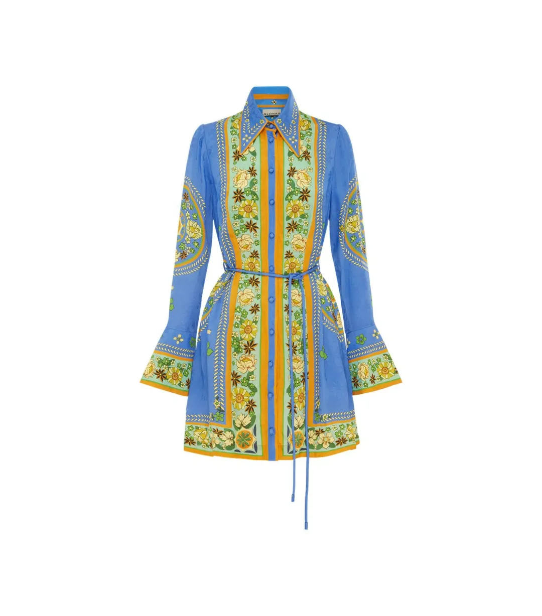 Alemais Linda Mini Dress in Blue Print Size AU 10 for rent on The Volte - main image