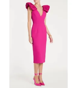 Rebecca Vallance Cupid's Bow Midi Dress Pink Size AU 10 for rent on The Volte - image 2