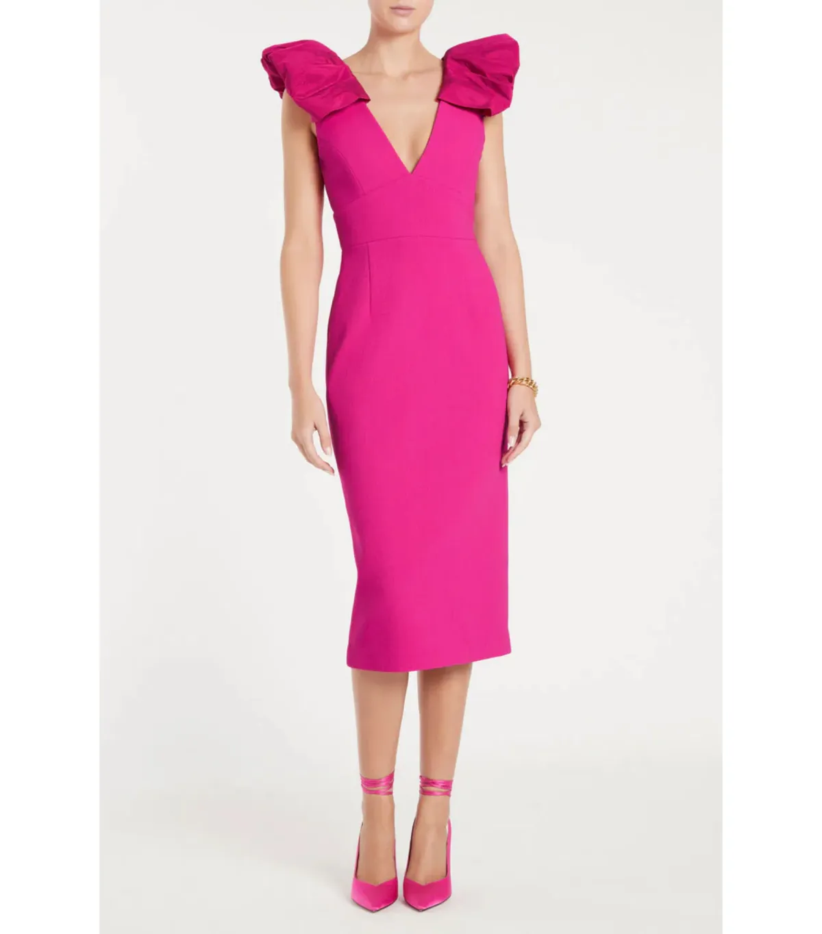 Rebecca Vallance Cupid's Bow Midi Dress Pink Size AU 10 for rent on The Volte - main image