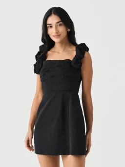 Rachel Gilbert Henley Mini Dress Black Size 0 / AU 6 for rent on The Volte - image 1