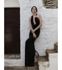 Rebecca Vallance Domenica Halter Gown Black Size AU 6 for rent on The Volte - image 1