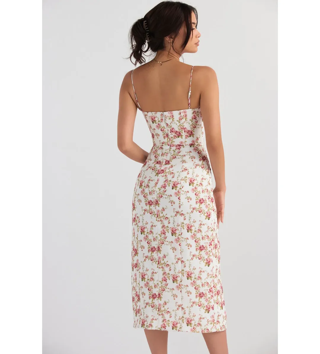 House Of Cb Charlotte Corset Midi Sundress  Rose Print Size M/AU 10 for rent on The Volte - main image