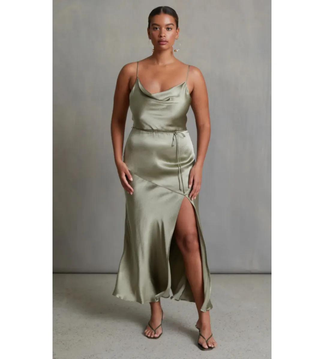 Bec & Bridge Moon Dance Midi Dress  Sage Size 10 for rent on The Volte - main image