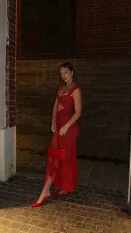 She is OLLÁ Imogen Maxi in Cherry Red Size 8 for rent on The Volte - image 6