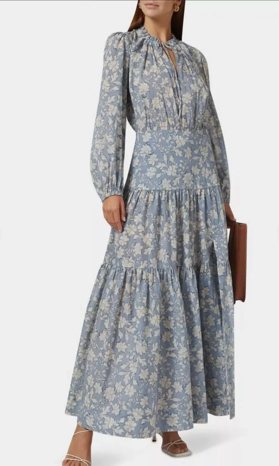 Bec & Bridge Floral Skies Full Bell Sleeve Maxi Dress Blue Size 8 for rent on The Volte - main image