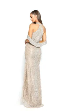 Portia and Scarlett Embellished Halter Gown Silver Nude Size 6 for rent on The Volte - image 2