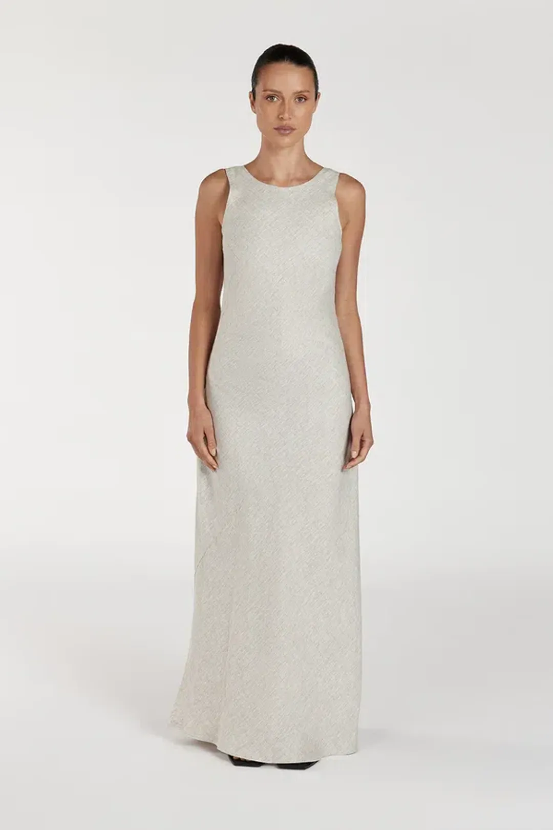 Dissh Lyra Natural Linen Midi Dress in Natural Size AU 12  for rent on The Volte - main image
