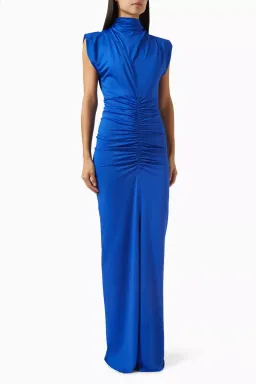 Victoria Beckham Ruched Jersey Column Gown Royal Blue Size 8 for rent on The Volte - image 2