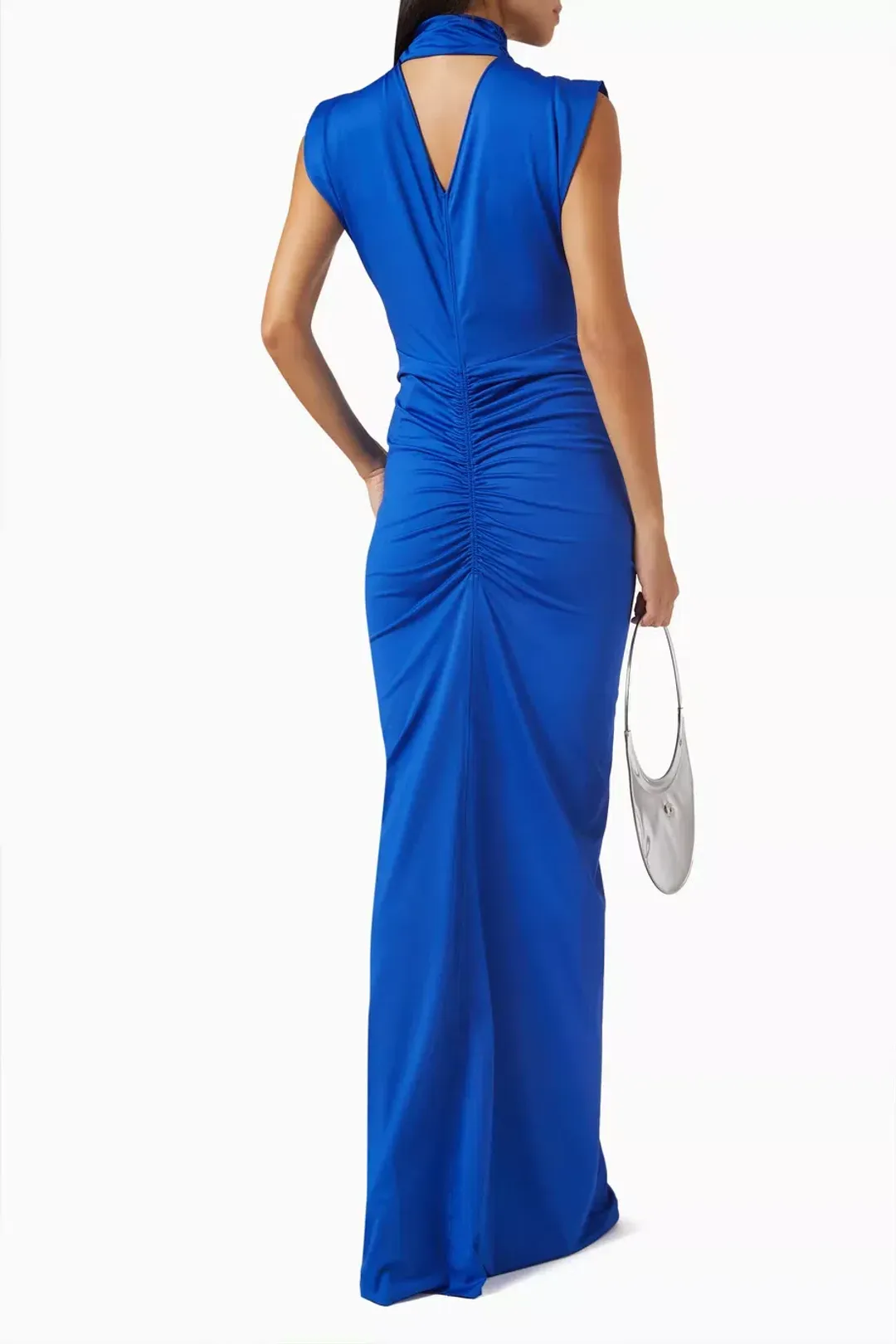 Victoria Beckham Ruched Jersey Column Gown Royal Blue Size 8 for rent on The Volte - main image