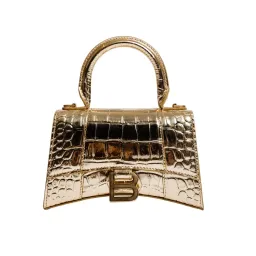 Balenciaga Hourglass Croc Embossed Bag Gold Size XS for rent on The Volte - image 1