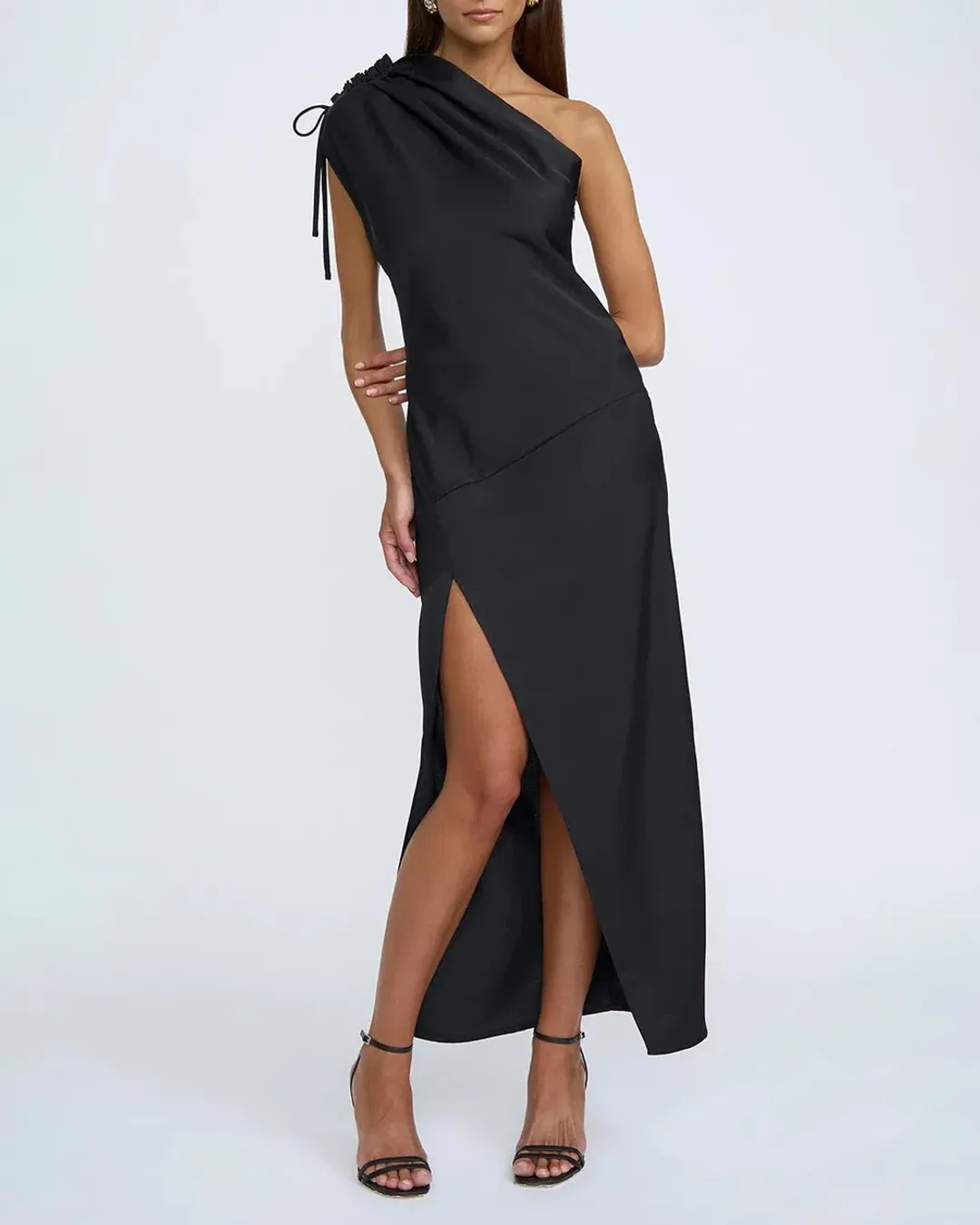 By Johnny One Shoulder Jasmine Maxi Dress Black Size 8 for rent on The Volte - main image