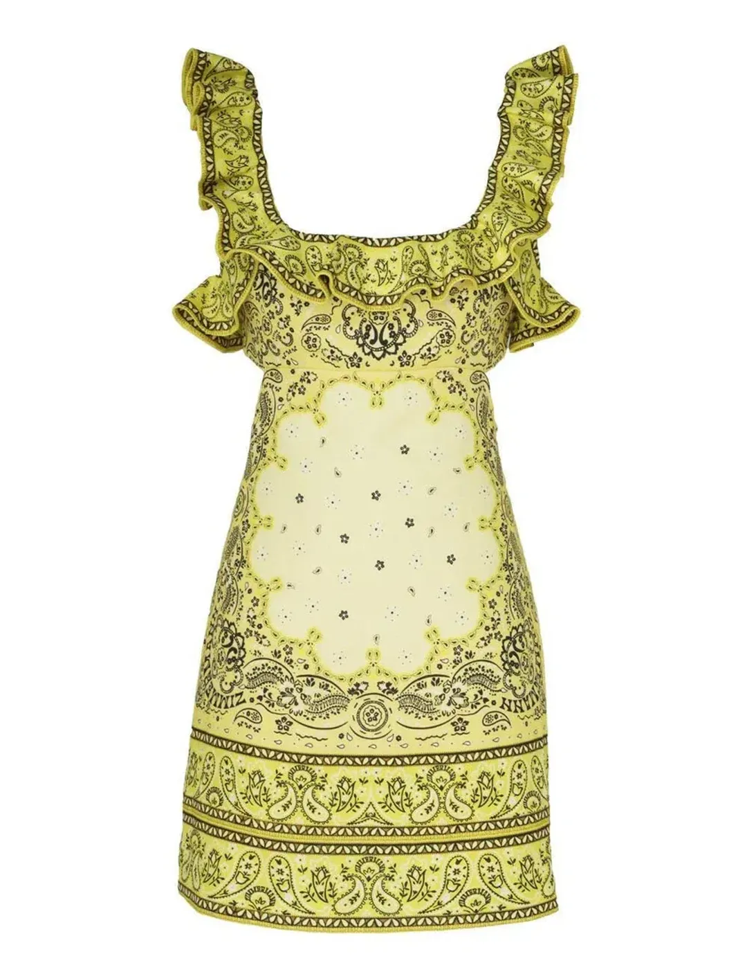 Zimmermann Matchmaker Frilled Mini Dress Yellow Bandana Size 3 / AU 14 for rent on The Volte - main image