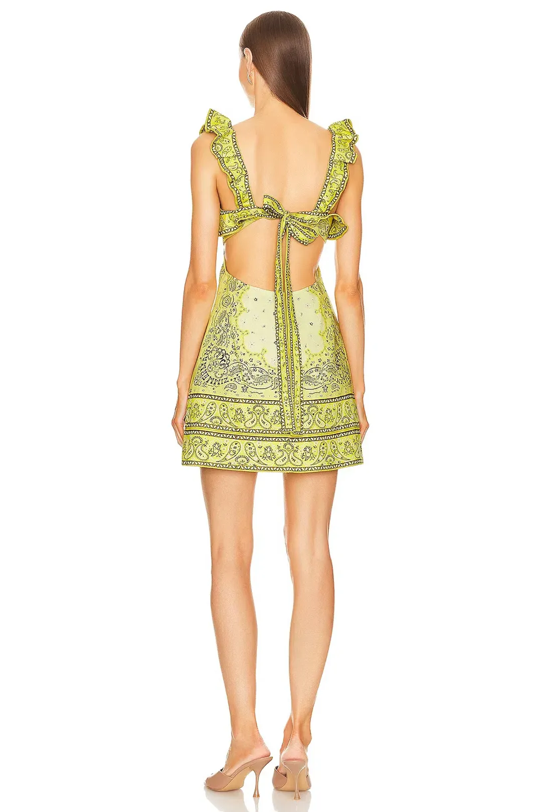 Zimmermann Matchmaker Frilled Mini Dress Yellow Bandana Size 3 / AU 14 for rent on The Volte - main image