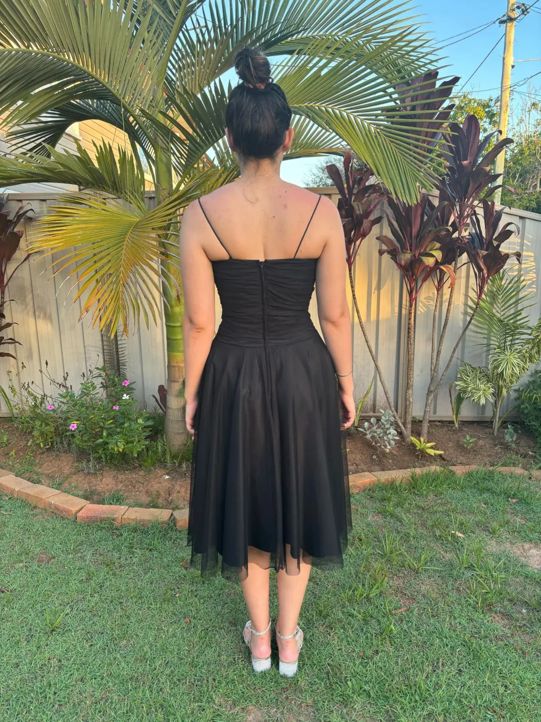 George Evening A-Line Tulle Midi Dress Black Size 10 for rent on The Volte - main image