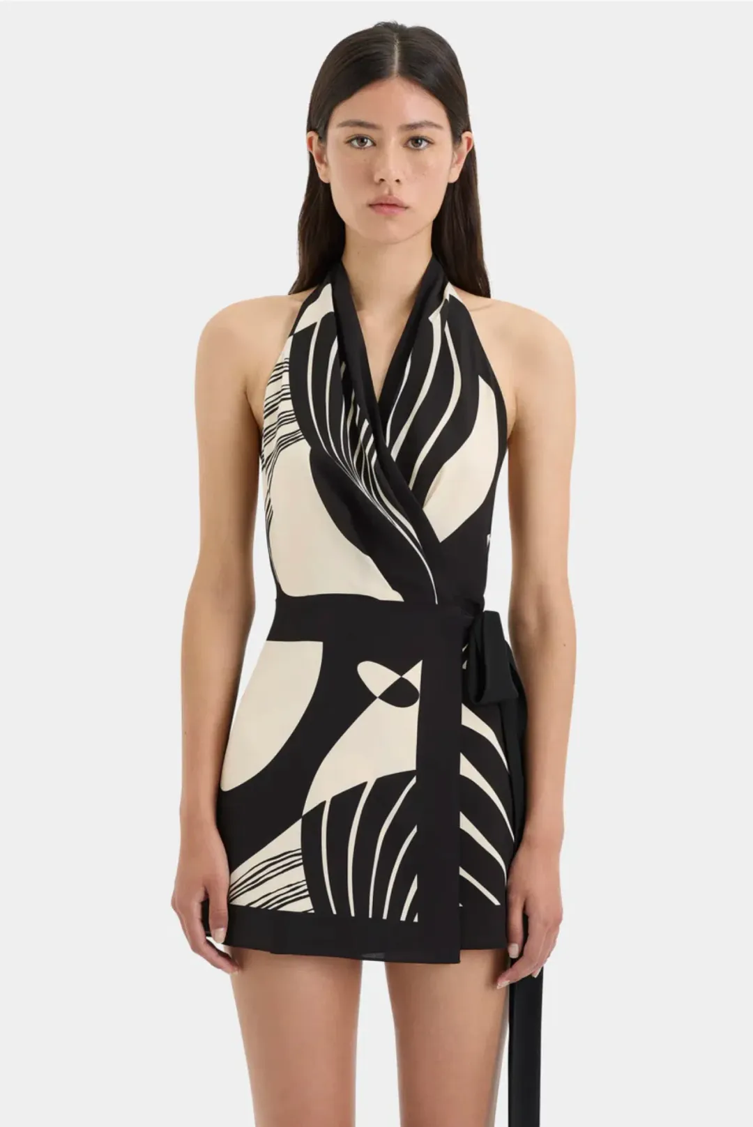 Sir The Label  Realisme Wrap Halter Mini Dress Papier Print Size 2 / AU 10 for rent on The Volte - main image