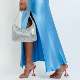 Prada Satin Crystal Bag Silver  for rent on The Volte - image 3