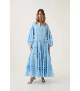 Aje Pastiche Tiered Maxi Dress Powder Blue Size AU 6 for rent on The Volte - image 3