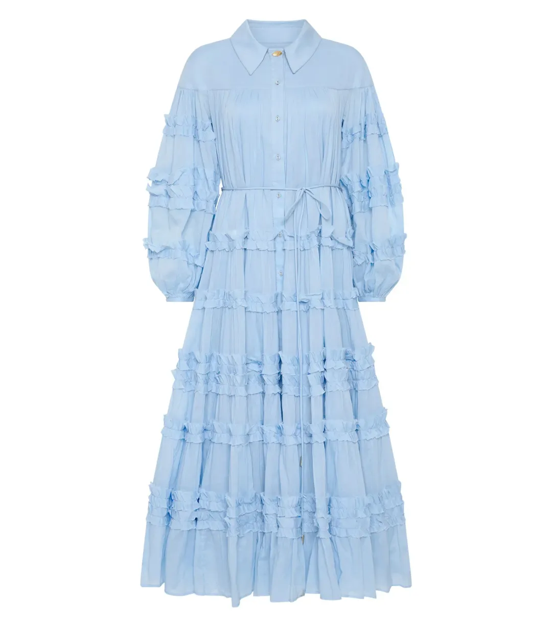 Aje Pastiche Tiered Maxi Dress Powder Blue Size AU 6 for rent on The Volte - main image
