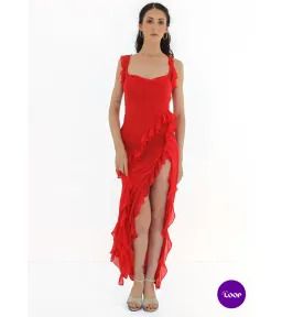 HOUSE OF CB  Ariela Cherry Ruffle Maxi Dress Size S for rent on The Volte - image 3